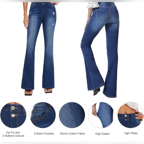 Vipones Bell Bottom High Waisted Flare Jeans - Picture 2 of 6